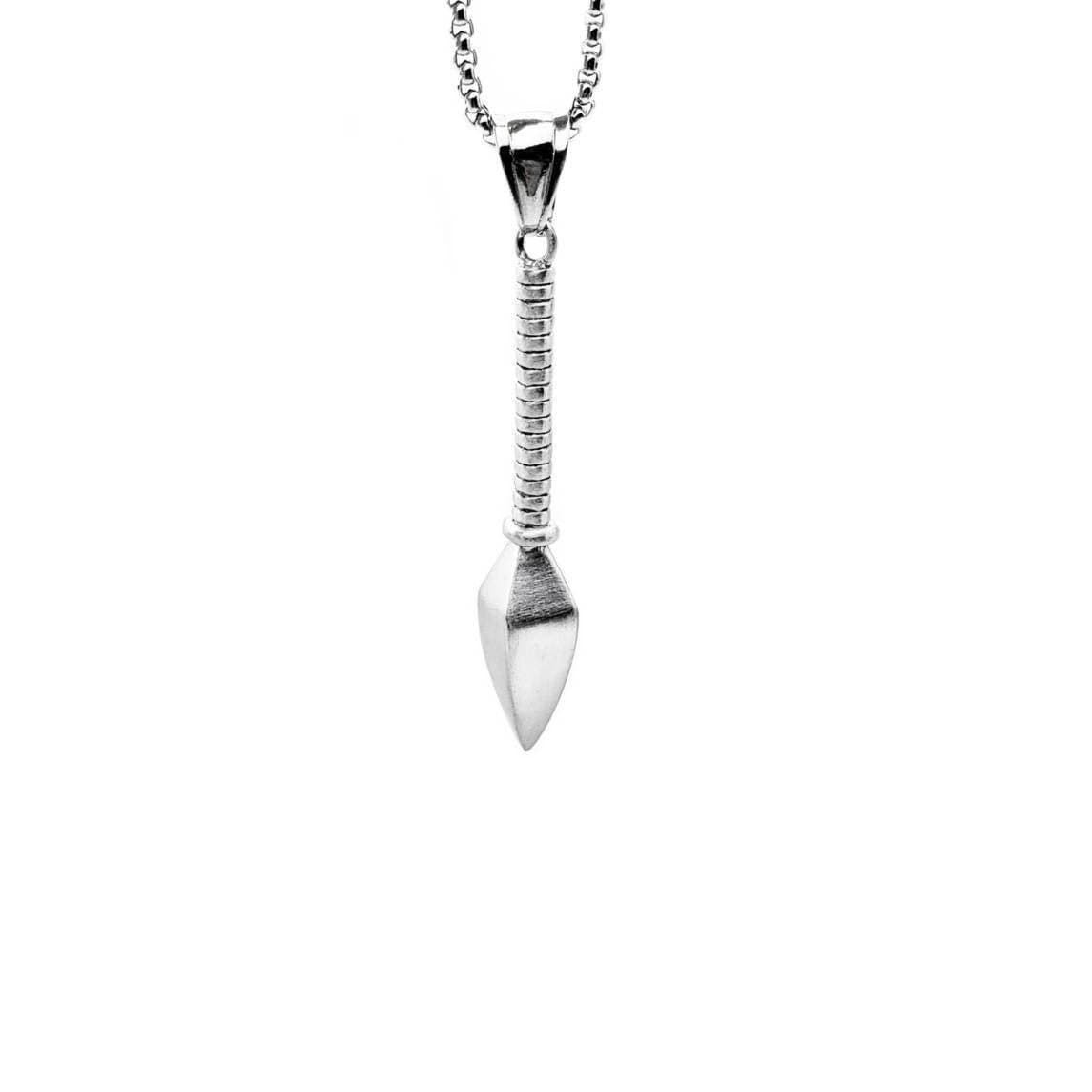 Men's "GUNGNIR VIKING SPEAR" Necklace| Men's Matte Silver Stainless Steel Gungnir Viking Spear Pendant Necklace| Men's Box Chain Necklace