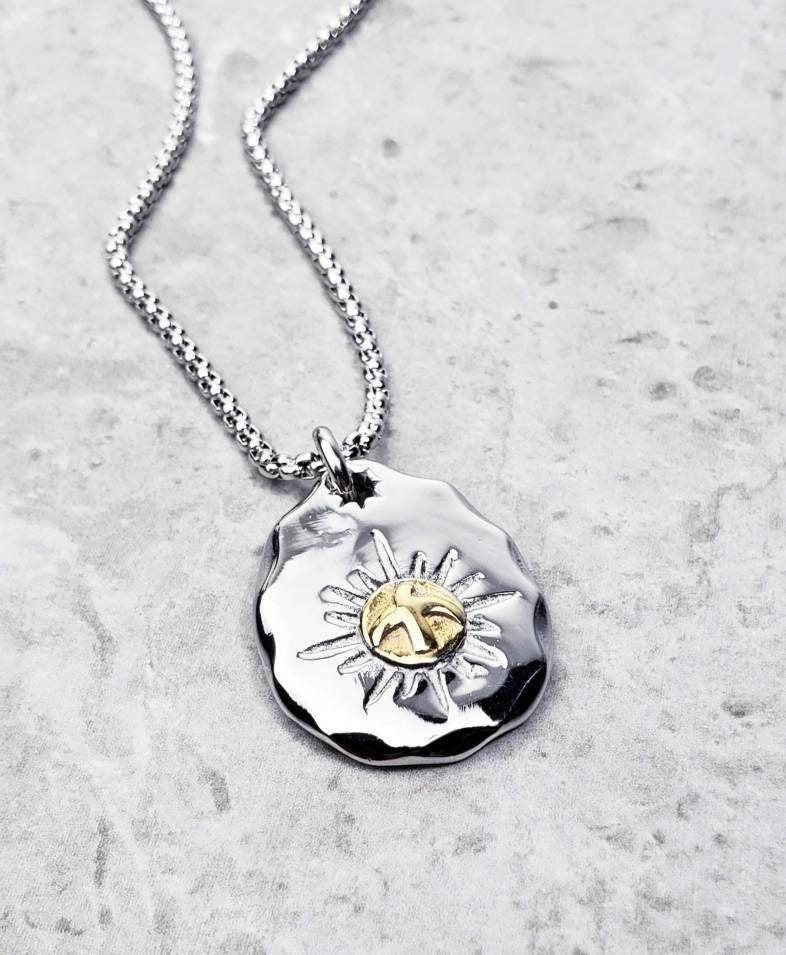 Men's "YELLOW EAGLE" Necklace| Men's Gold & Silver Stainless Steel Tribal Eagle Pendant Necklace| Men's Stainless Steel Box Chain Necklace
