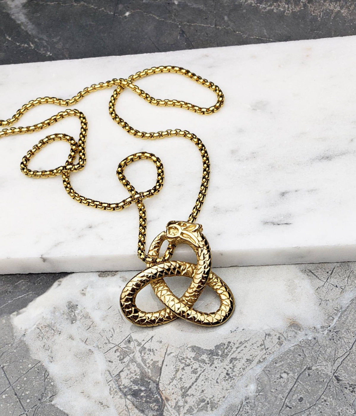 Men's "CELTIC KNOT DRAGON" Necklace| Men's Gold Stainless Steel Celtic Dragon Pendant Necklace| Mens Gold Stainless Steel Box Chain Necklace