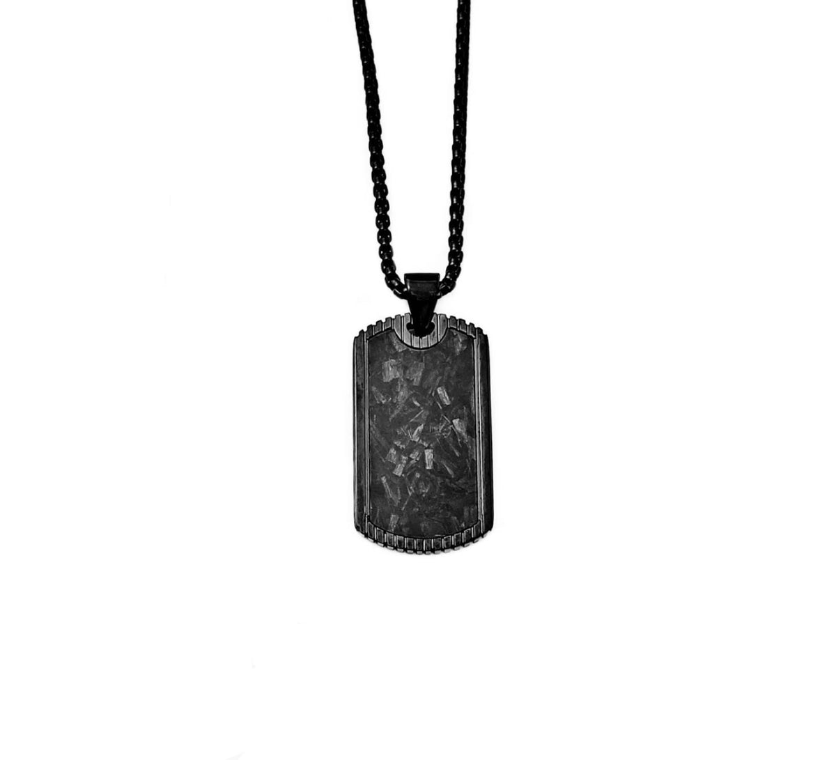 Men's "GRAPHITE DOG TAG" Necklace| Men's Stainless Steel Carbon Graphite Dog Tag Pendant Necklace| Men's Stainless Steel Box Chain Necklace