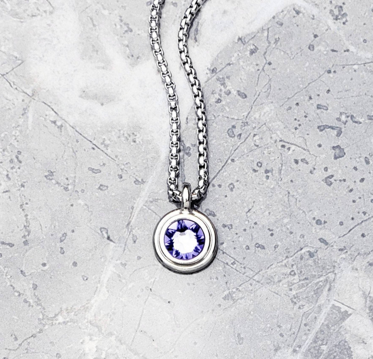 Men's "SILVER TANZANITE COIN" Necklace| Men's Silver Stainless Steel Mini Tanzanite Coin Pendant Necklace| Mens December Birthstone
