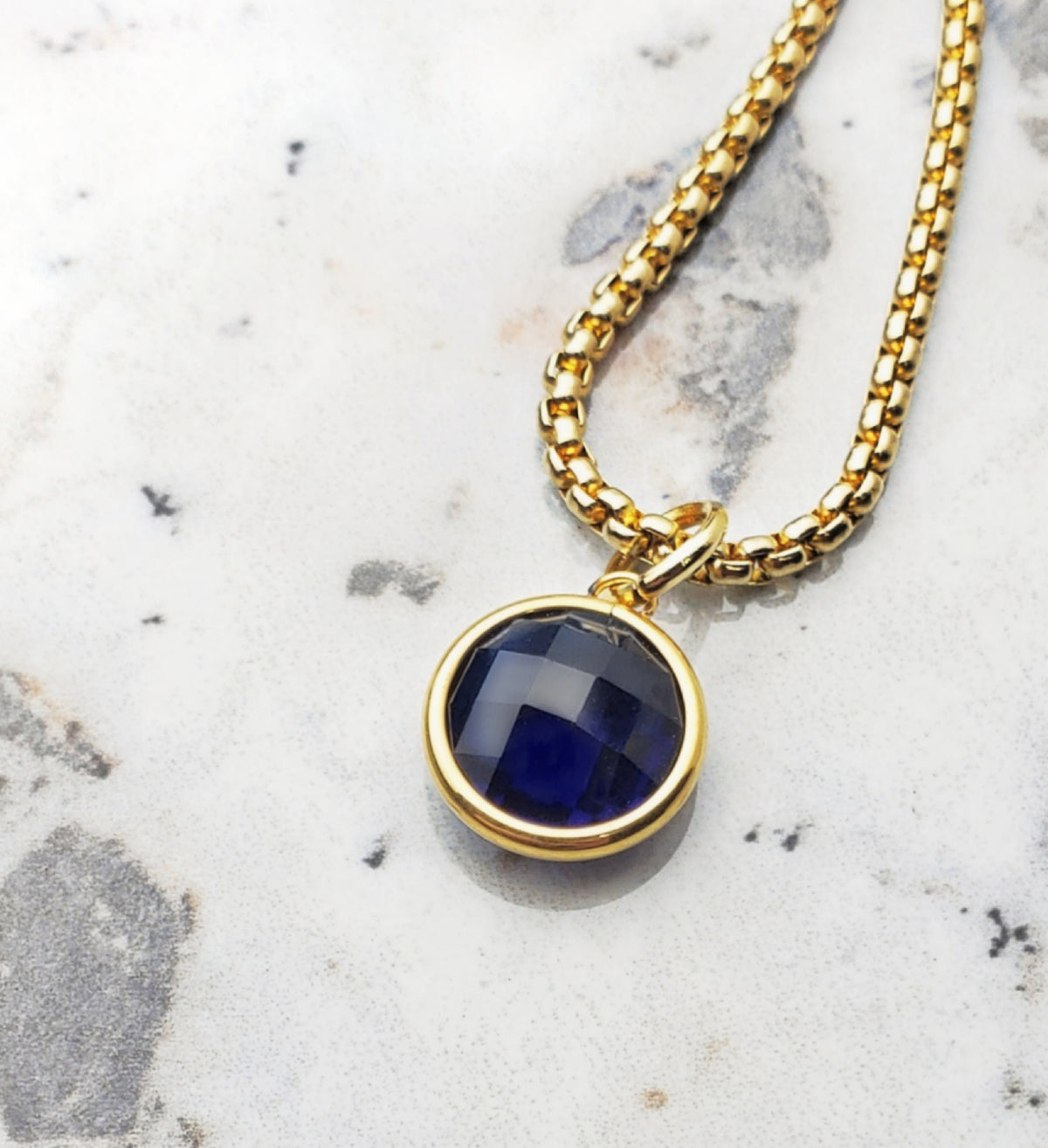 Men's "GOLD SAPPHIRE COIN" Necklace| Men's Gold Stainless Steel Sapphire Cubic Zirconia Coin Pendant Necklace| Men's Gold Sapphire Pendant