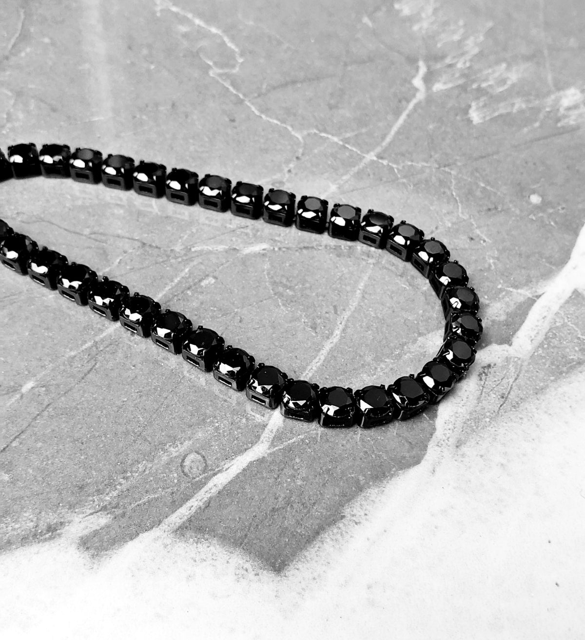 Men's "BLACK ONYX TENNIS" Bracelet| Men's Onyx Cubic Zirconia Black Stainless Steel Tennis Bracelet| Men's Black Tennis Bracelet