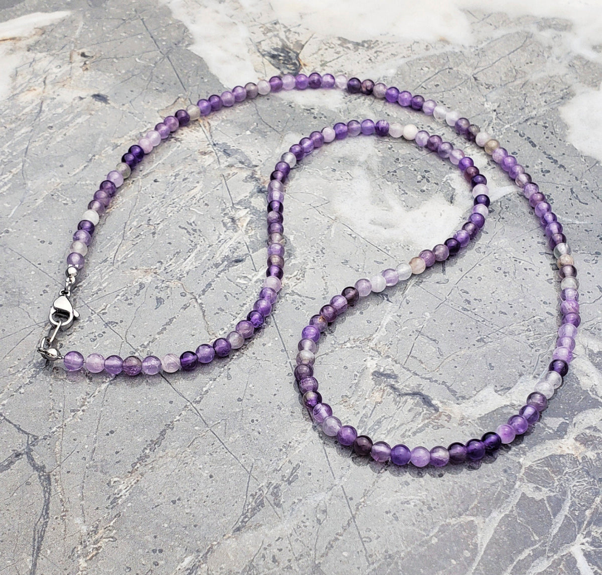 Men's "AMETHYST GEMSTONE CHAIN" Necklace| Men's Amethyst Gemstone Beaded Necklace| Men's Amethyst Gemstone Chain Necklace