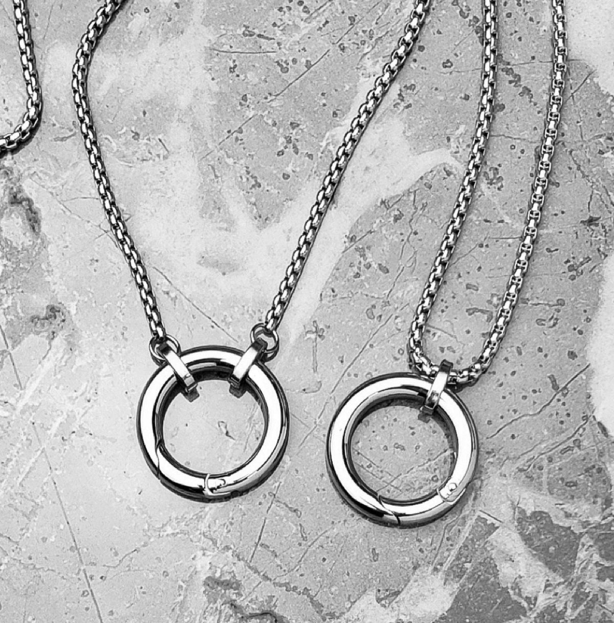 Men's "AMULET CARRIER" Necklace| Men's Silver Stainless Steel Amulet Ring Clasp Necklace| Men's Amulet Carrier Pendant Necklaces