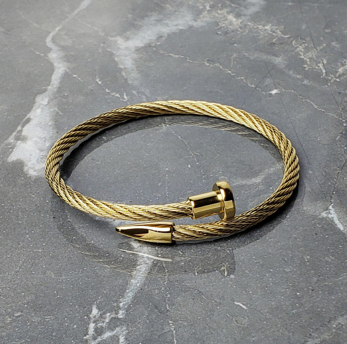 Men's "RUSTIC GOLD CUFF" Bracelet| Men's Gold Stainless Steel Wire Wrap Bracelet| Men's Gold Stainless Steel Wire Cuff Wrap
