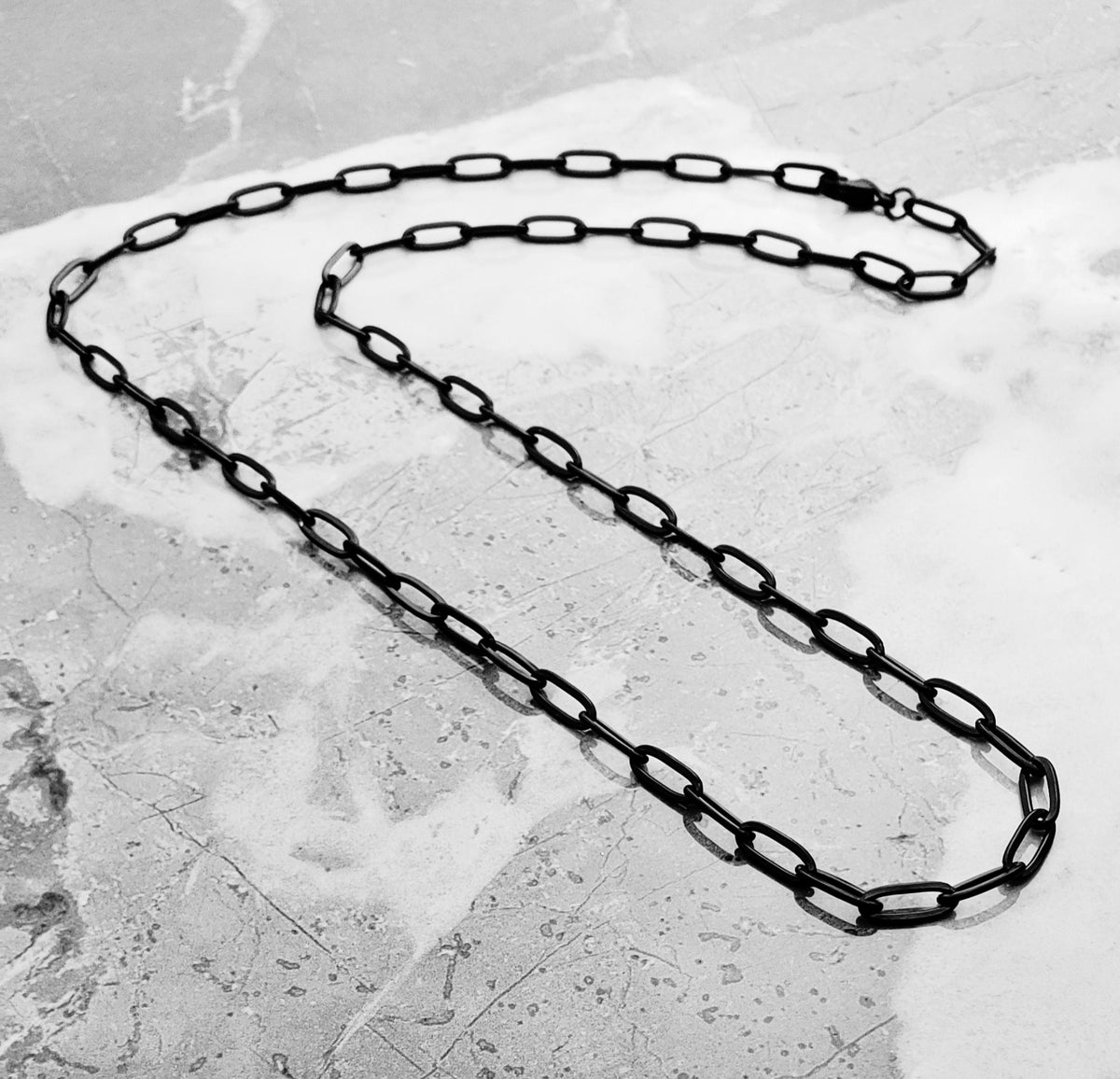 Men's "BLACK PAPERCLIP CHAIN" Necklace| Men's Black Stainless Steel Paperclip Chain Necklace| Men's Paperclip Chain Layering Necklace
