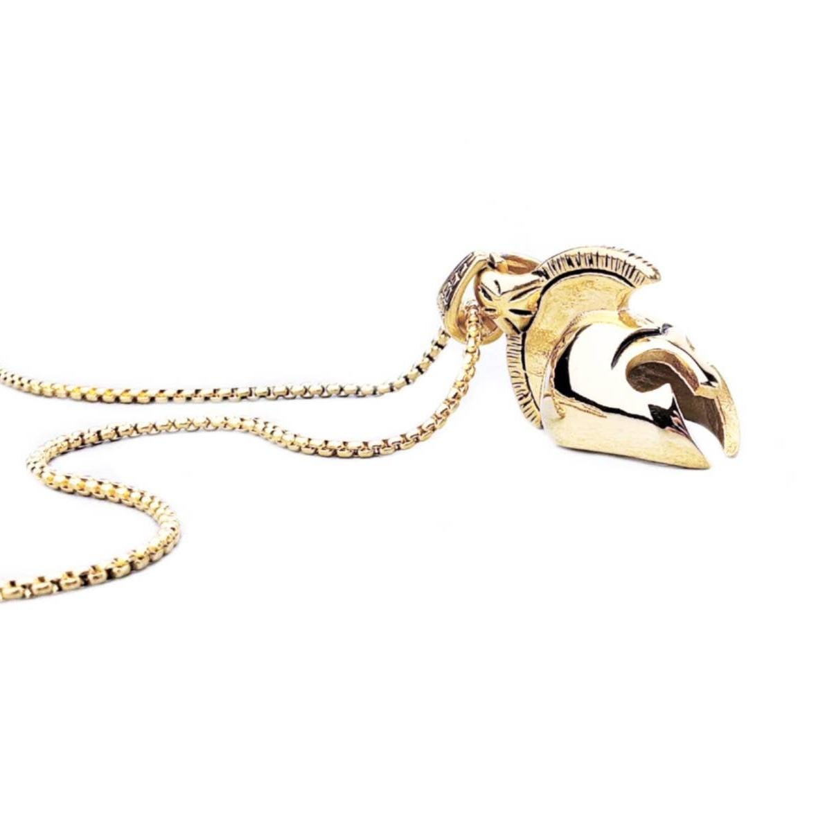 Men's "GOLDEN GLADIATOR" Necklace| Men's Gold Stainless Steel Gladiator Pendant Necklace| Men's Gold Stainless Steel Box Chain Necklace