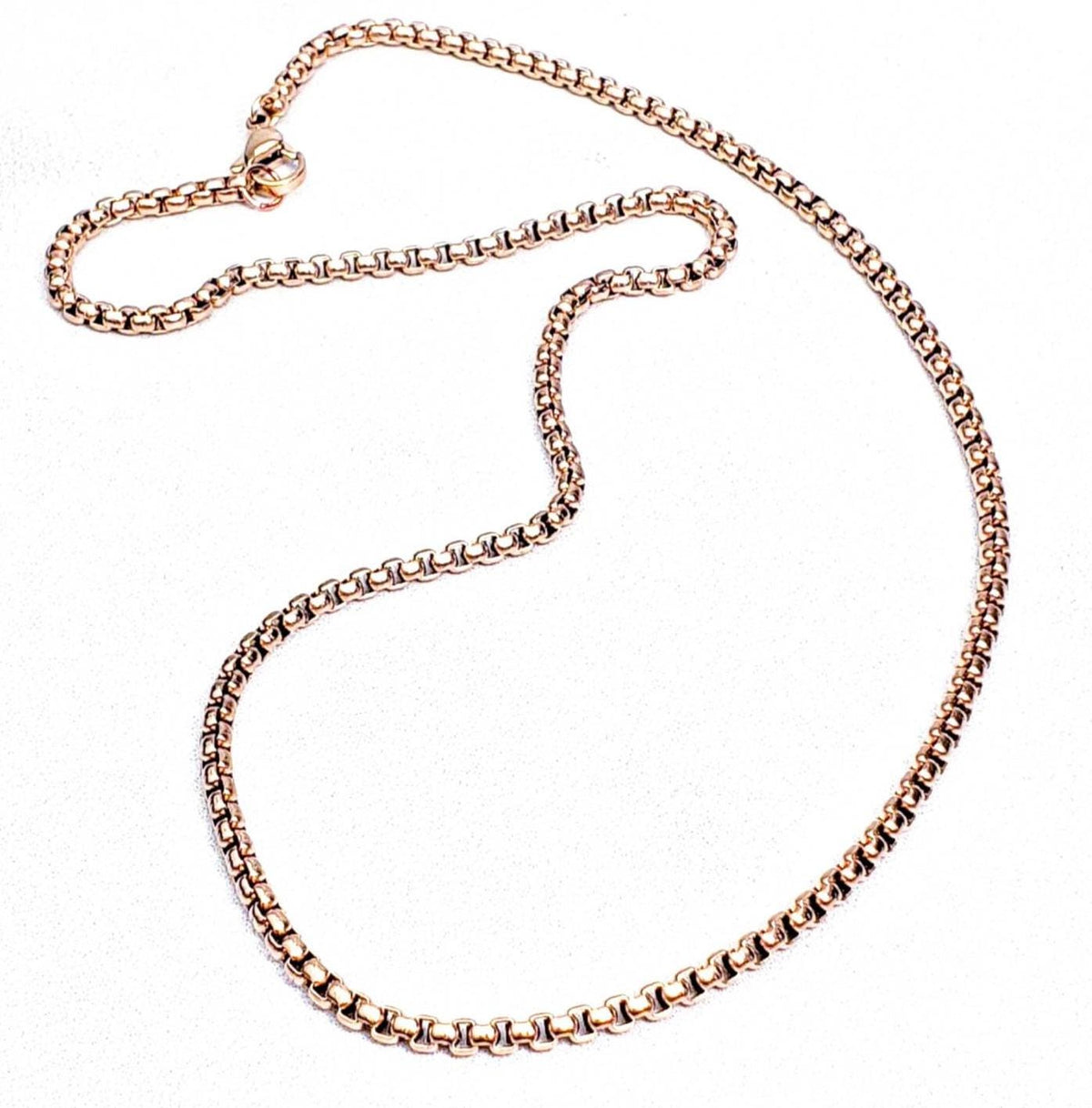 Men's "ROSE GOLD CHAIN" Necklace| Men's Rose Gold Stainless Steel Box Chain Necklace| Men's Rose Gold Stainless Steel Chain Necklace