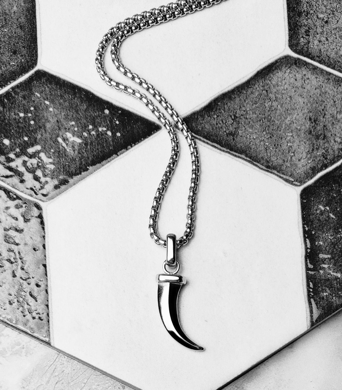 Men's "SILVER WARRIOR CLAW" Necklace| Men's Silver Stainless Steel Warrior Claw Pendant Necklace| Men's Silver Box Chain Necklace